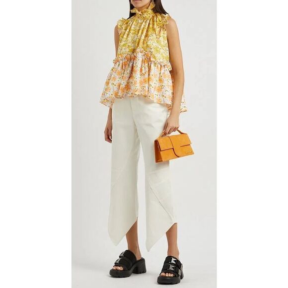 BRØGGER Karo Floral-Print Silk-Twill Top NWOT Size Small - Picture 4 of 8